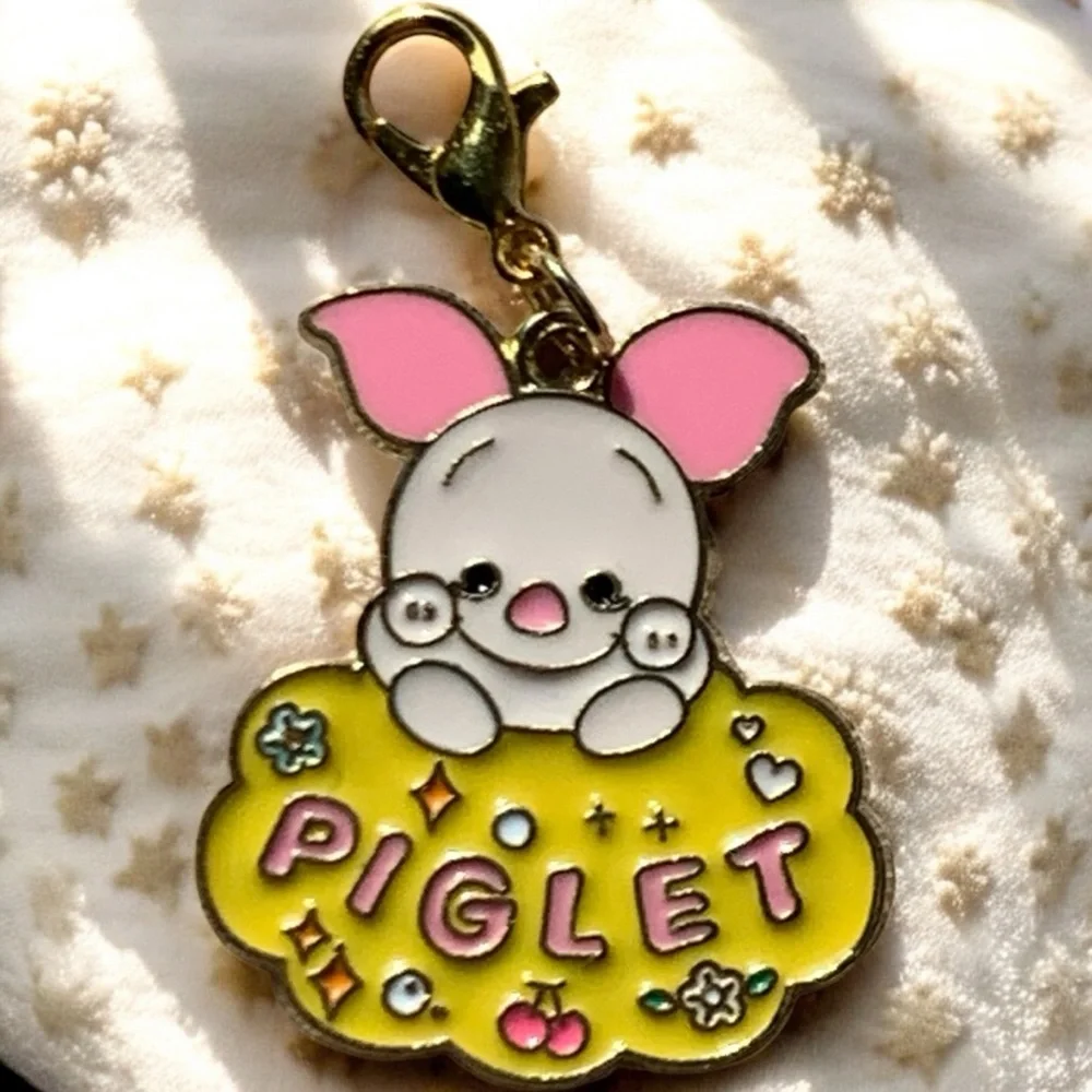 Piglet Enamel Disney, Winnie the Pooh Keychain, Diaper Bag, & Zipper pull charm